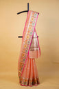Peach  Cotton Kota Paithani Border Premium Banarasi Saree