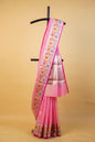 Pink Cotton Kota Paithani Border Premium Banarasi Saree