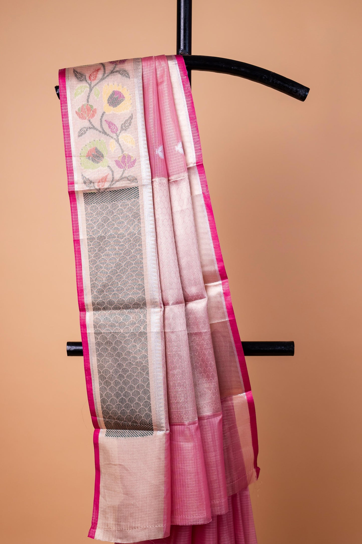 Beige Tissue Kota Paithani Border Premium Banarasi Saree
