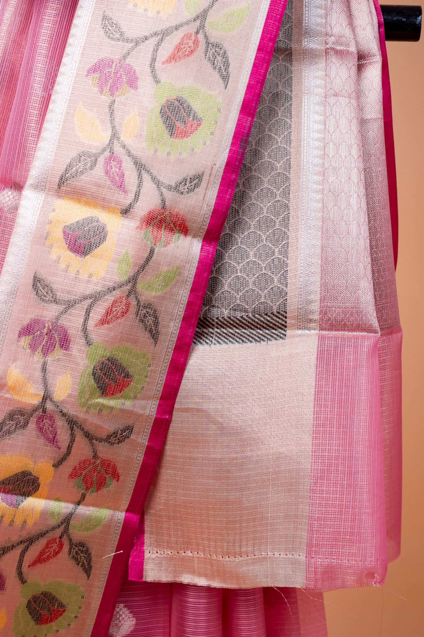 Beige Tissue Kota Paithani Border Premium Banarasi Saree