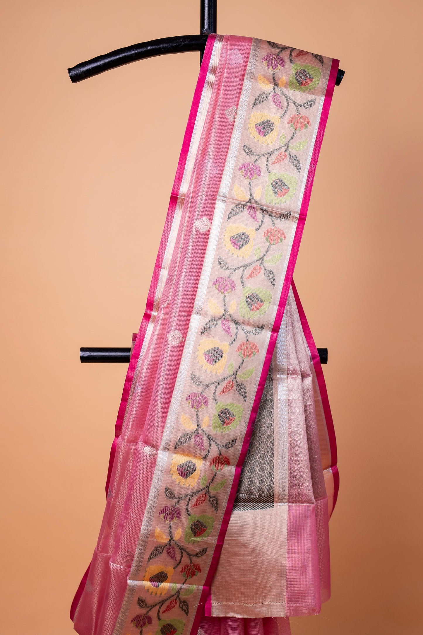 Beige Tissue Kota Paithani Border Premium Banarasi Saree