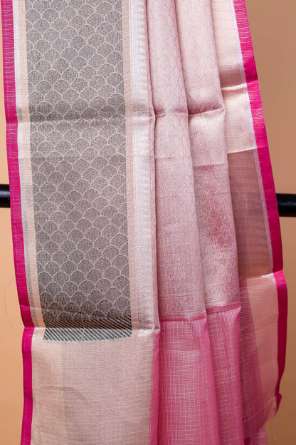 Beige Tissue Kota Paithani Border Premium Banarasi Saree