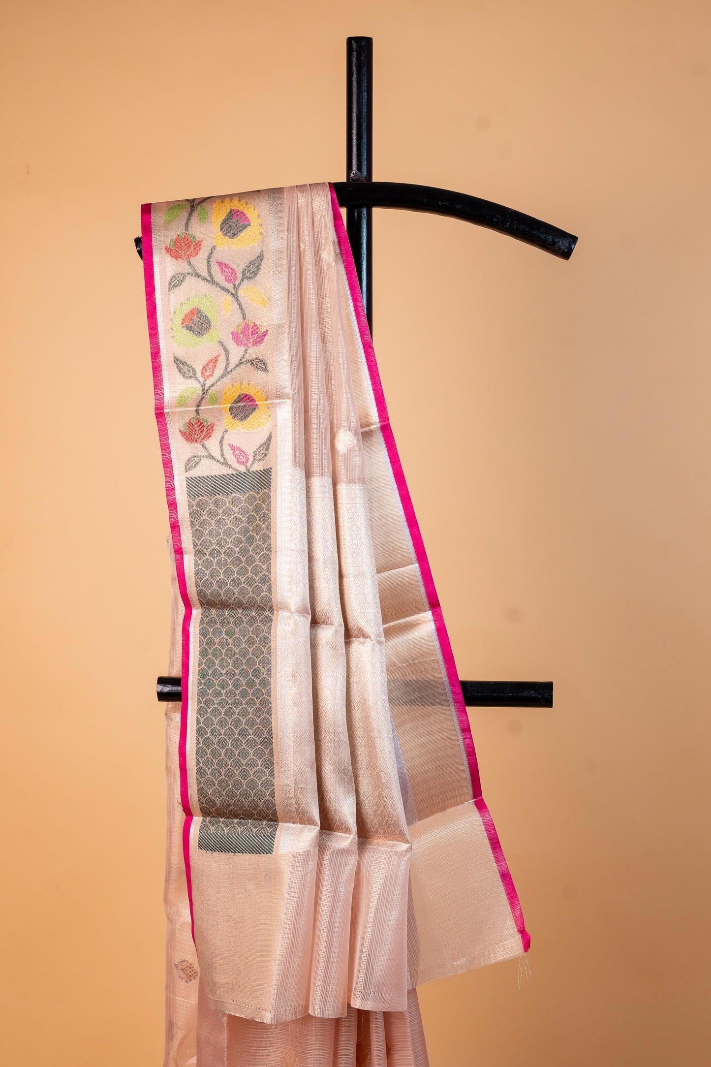Peach Tissue Kota Paithani Border Premium Banarasi Saree