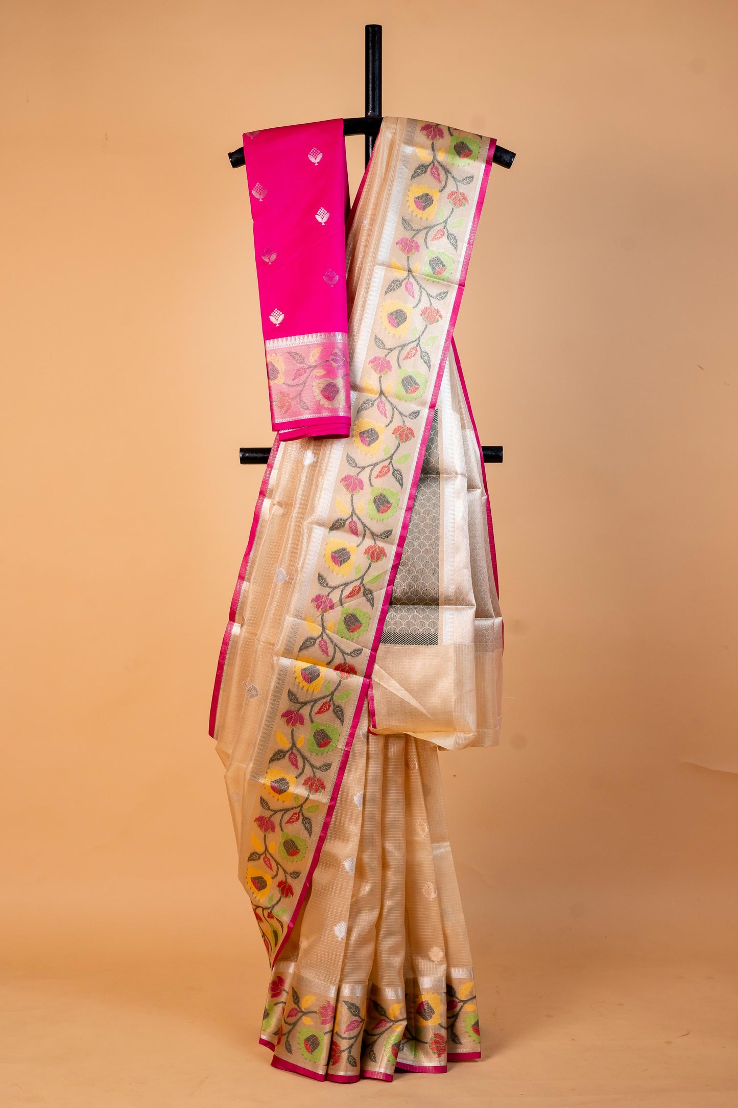 Gold Tissue Kota Paithani Border Premium Banarasi Saree