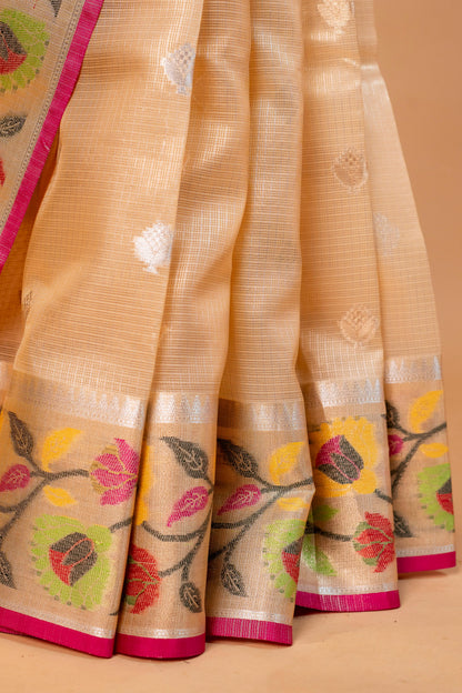 Gold Tissue Kota Paithani Border Premium Banarasi Saree
