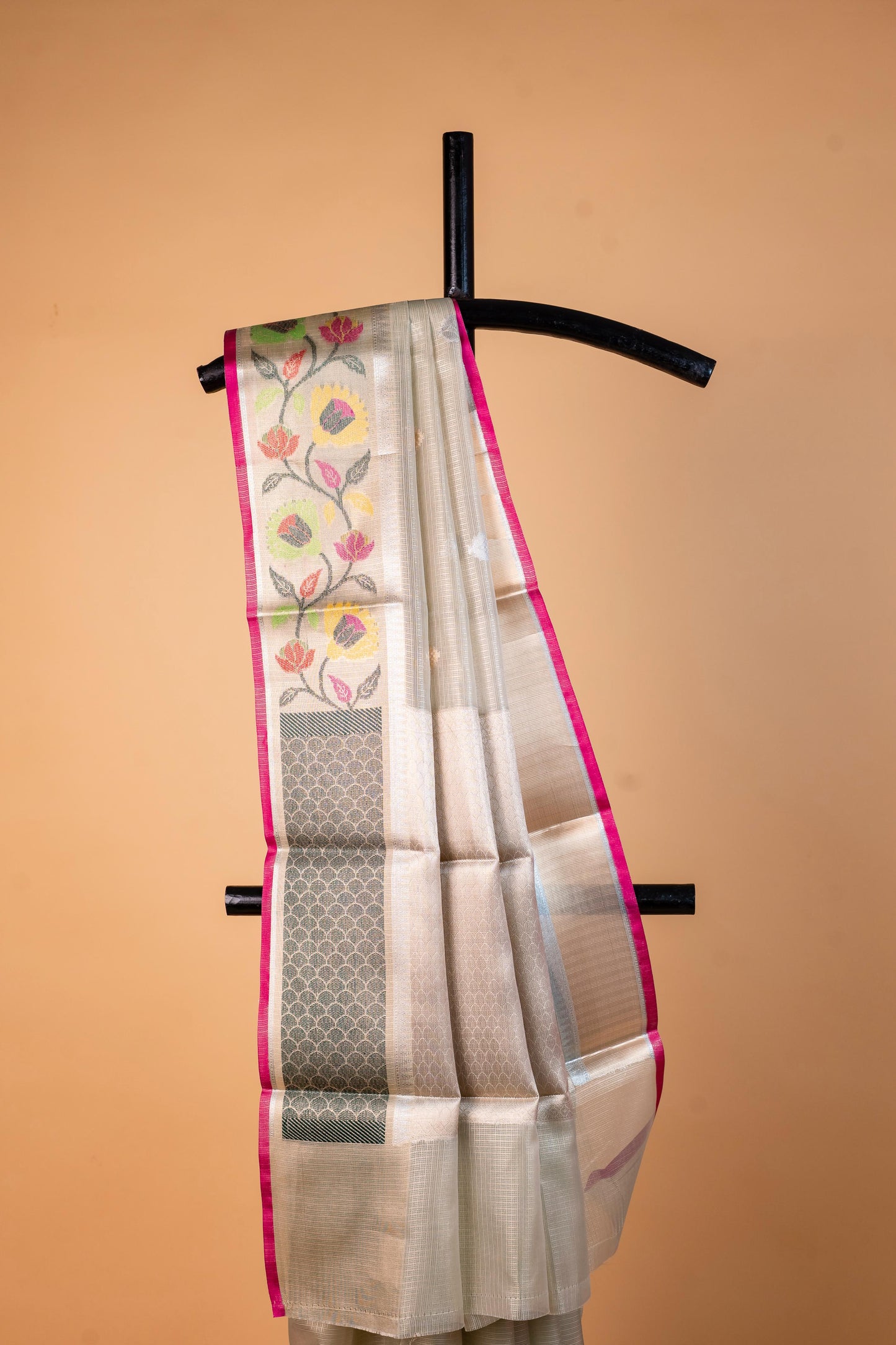 Pista Green Tissue Kota Paithani Border Premium Banarasi Saree