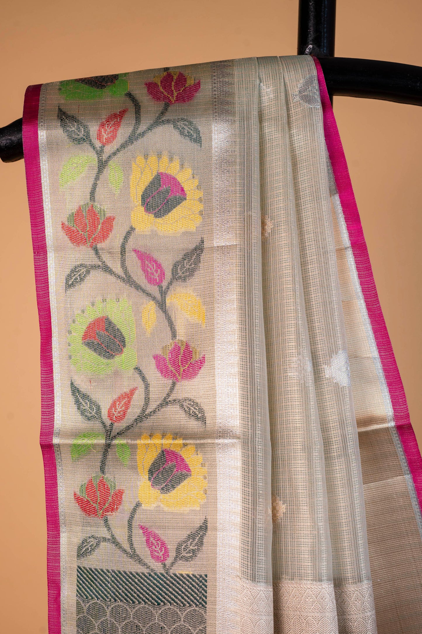 Pista Green Tissue Kota Paithani Border Premium Banarasi Saree