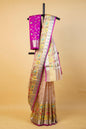 Peach Tissue Kota Paithani Border Premium Banarasi Saree
