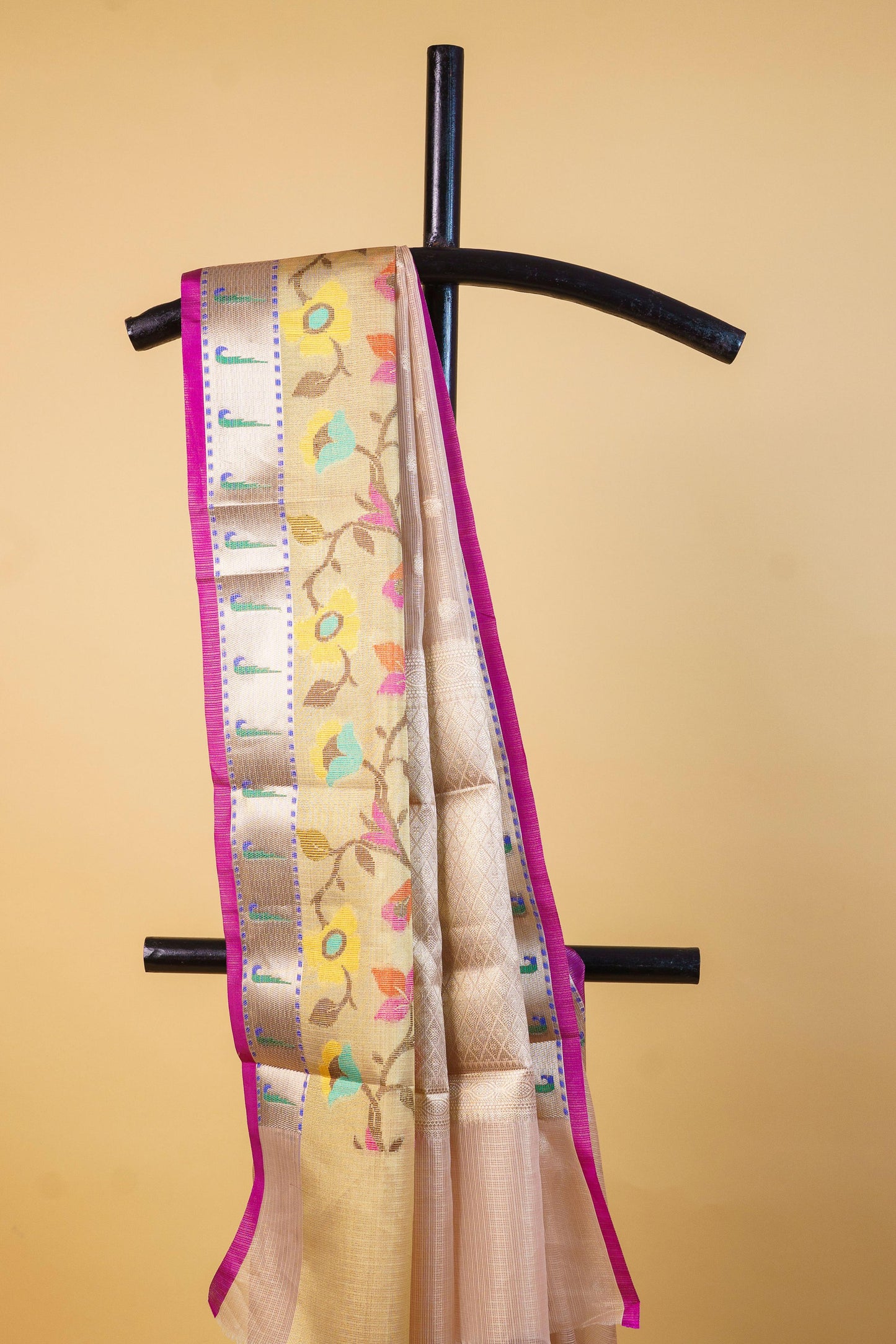 Peach Tissue Kota Paithani Border Premium Banarasi Saree