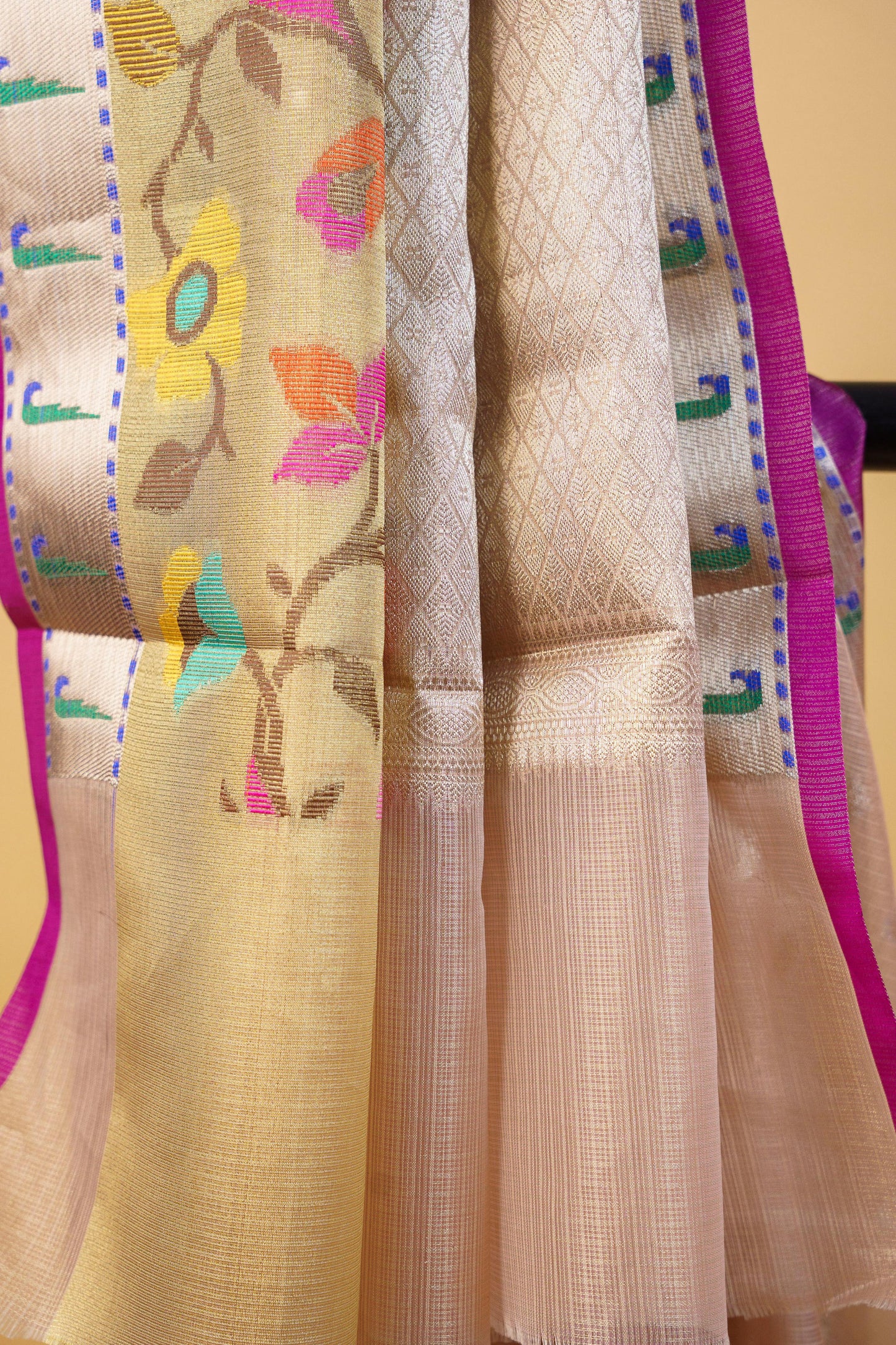 Peach Tissue Kota Paithani Border Premium Banarasi Saree
