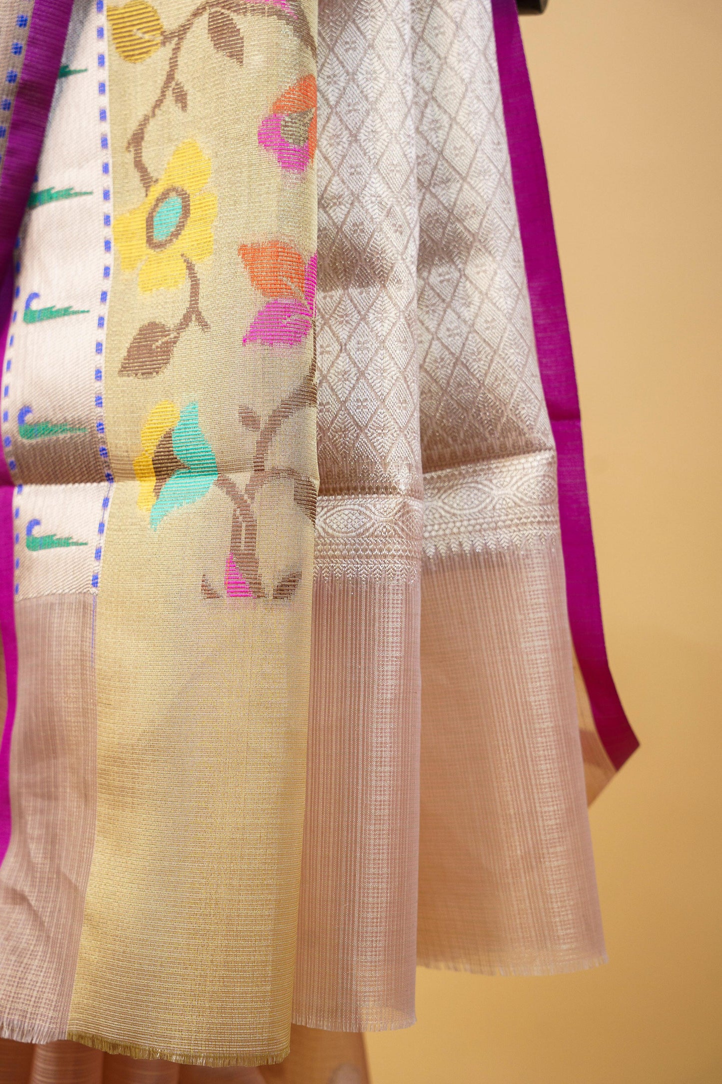 Peach Tissue Kota Paithani Border Premium Banarasi Saree