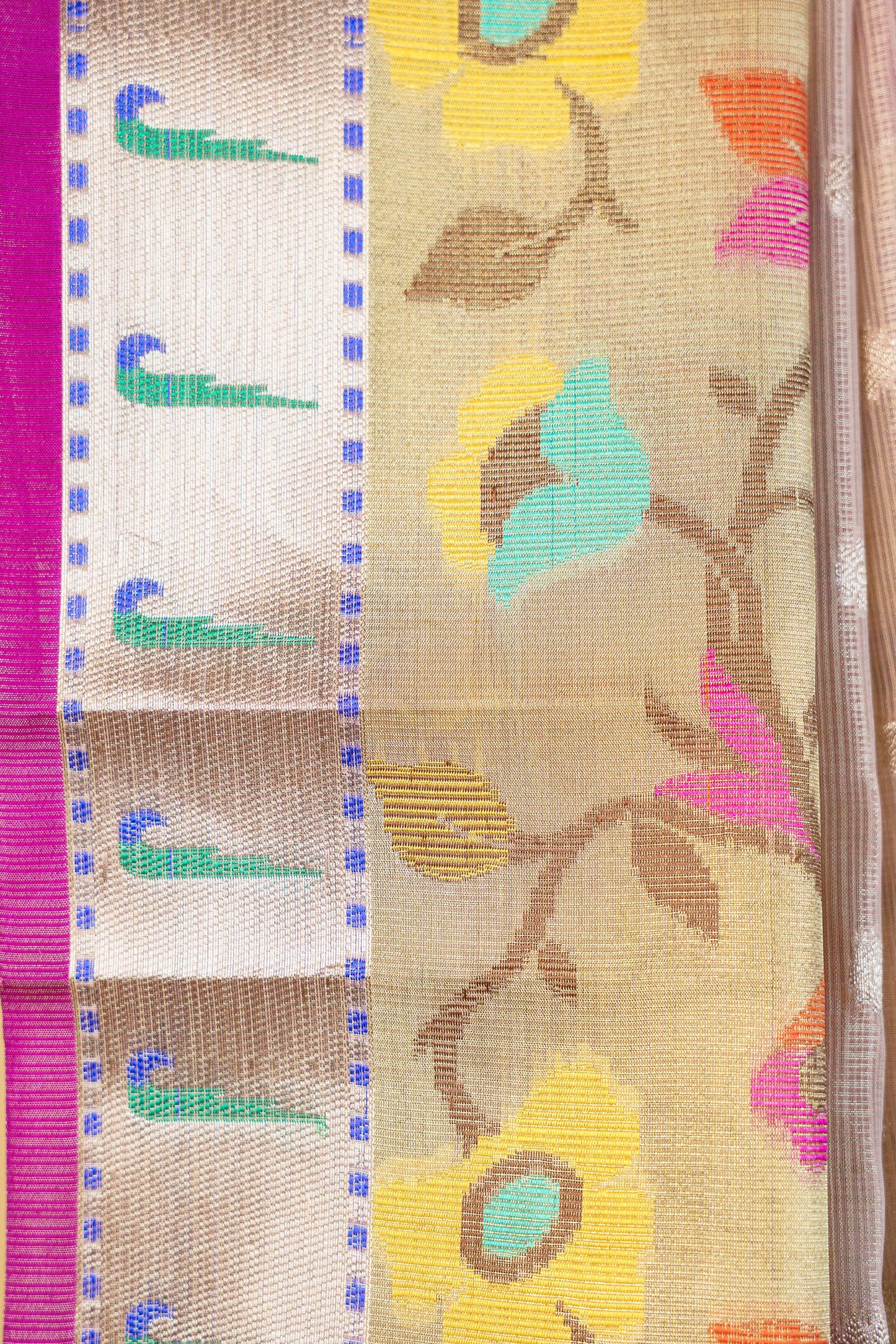 Peach Tissue Kota Paithani Border Premium Banarasi Saree