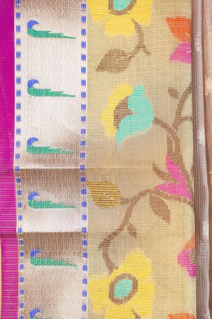 Peach Tissue Kota Paithani Border Premium Banarasi Saree