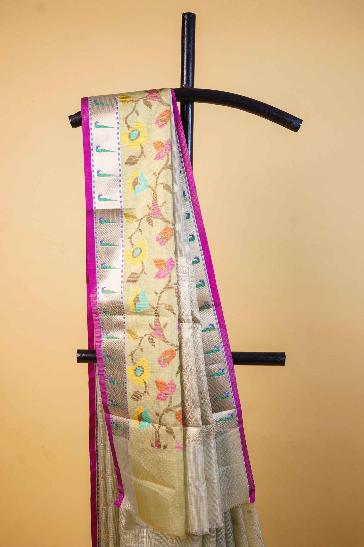 Sea Green Tissue Kota Paithani Border Premium Banarasi Saree