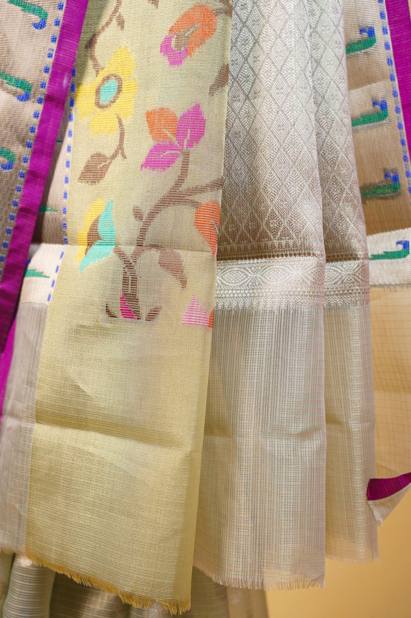 Sea Green Tissue Kota Paithani Border Premium Banarasi Saree