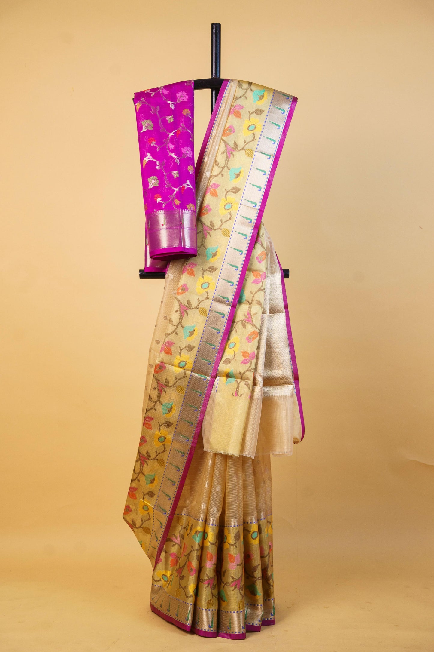 Gold Tissue Kota Paithani Border Premium Banarasi Saree