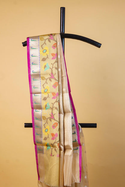 Gold Tissue Kota Paithani Border Premium Banarasi Saree