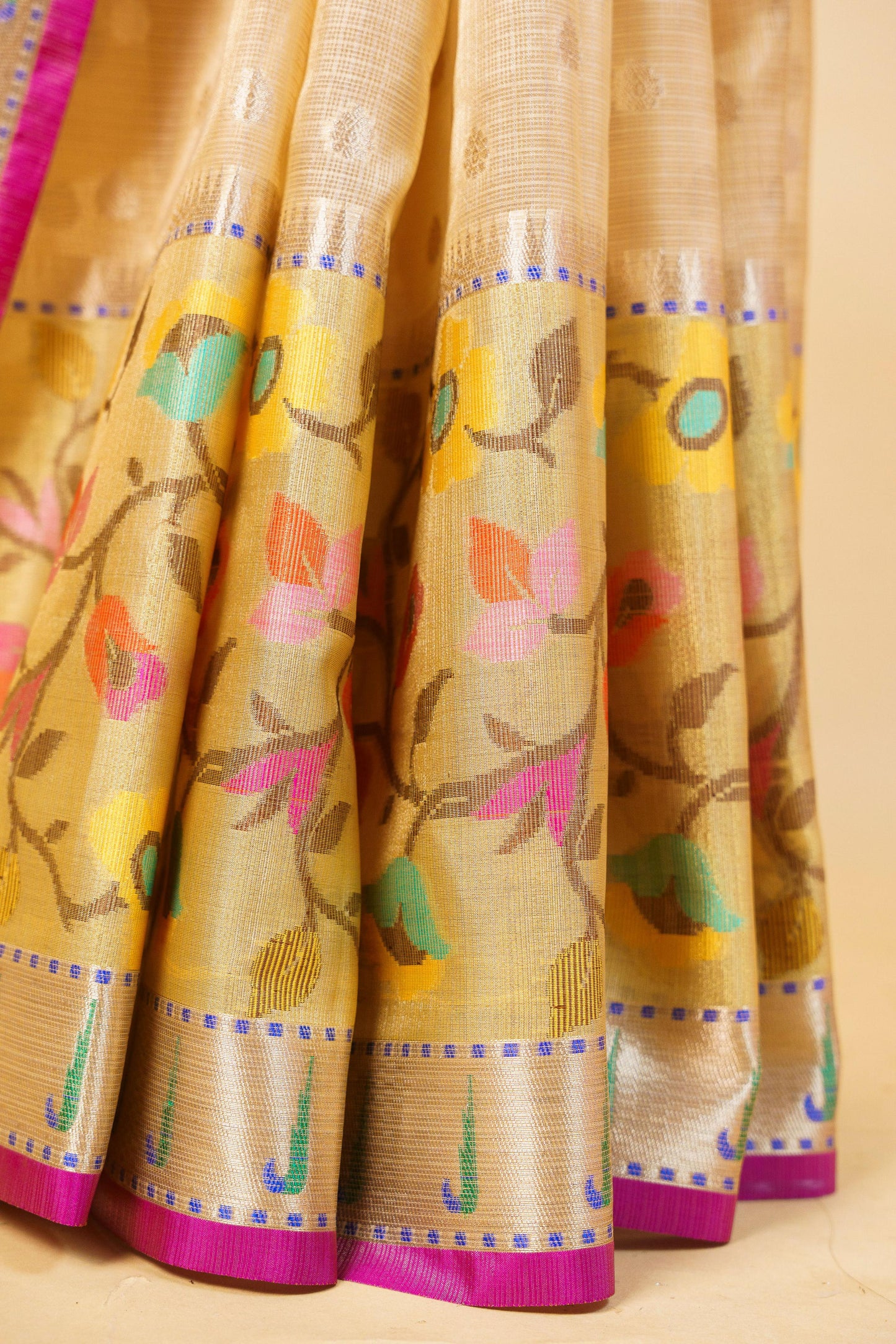 Gold Tissue Kota Paithani Border Premium Banarasi Saree