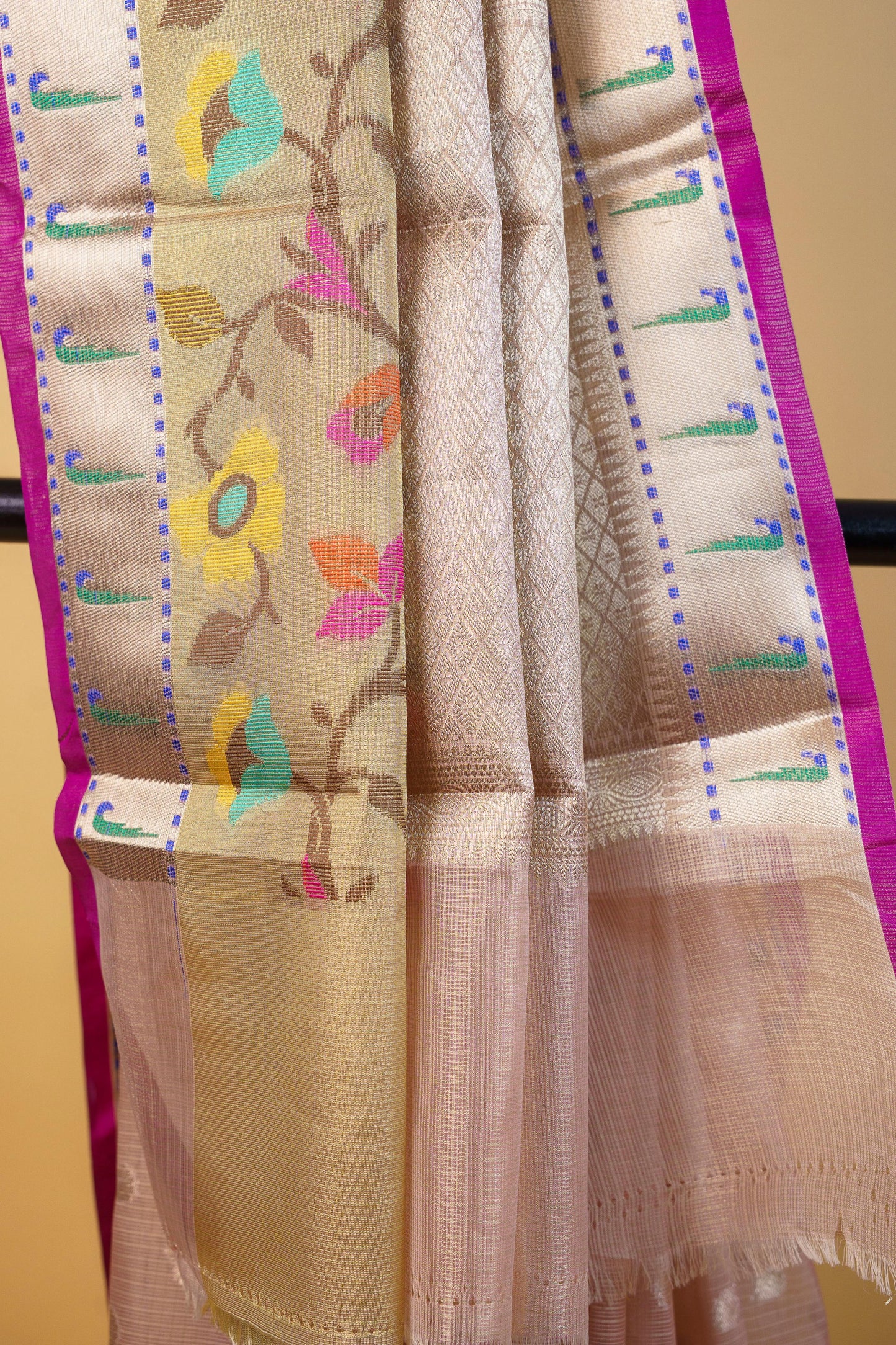 Pink Tissue Kota Paithani Border Premium Banarasi Saree