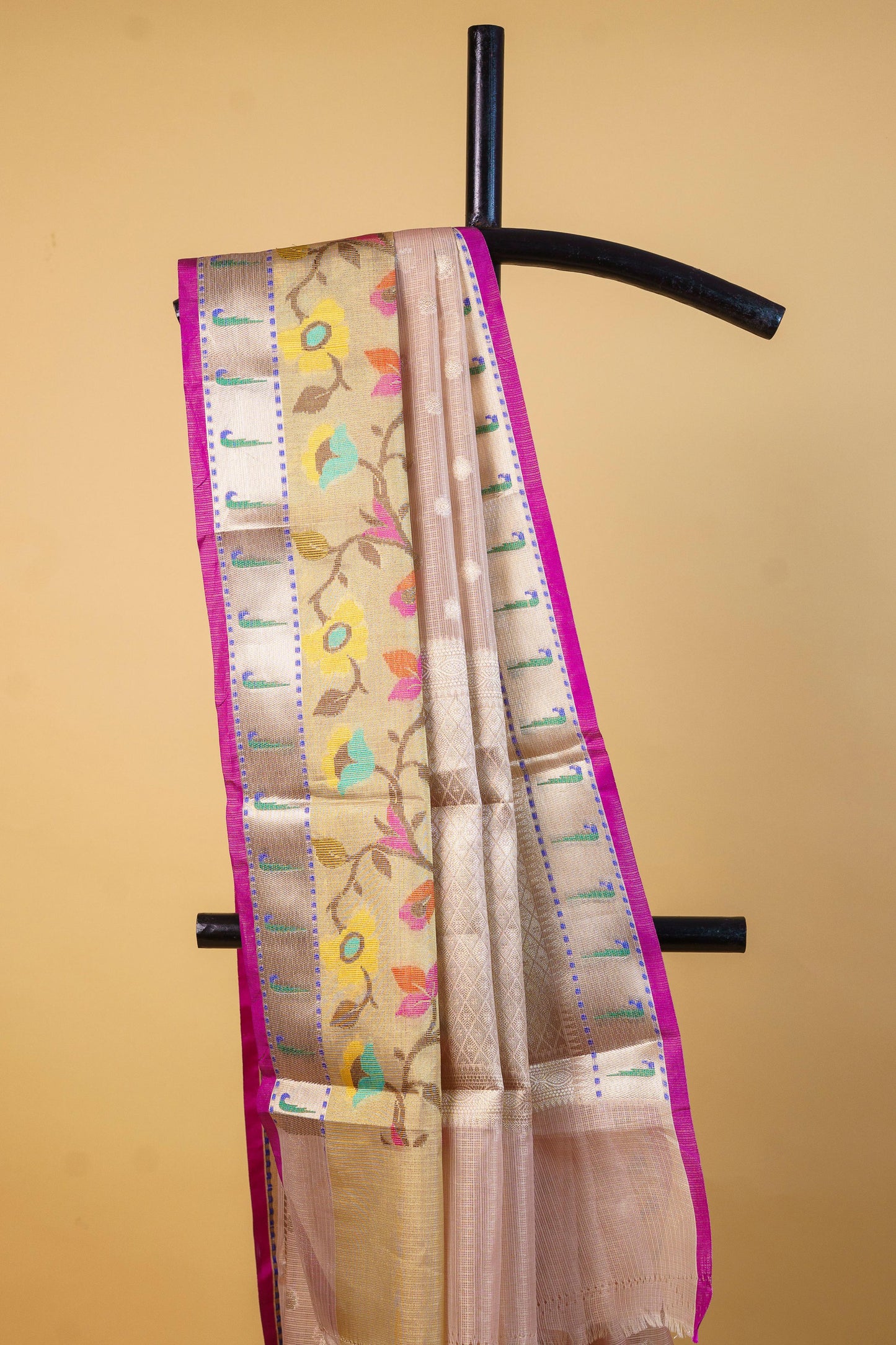 Pink Tissue Kota Paithani Border Premium Banarasi Saree