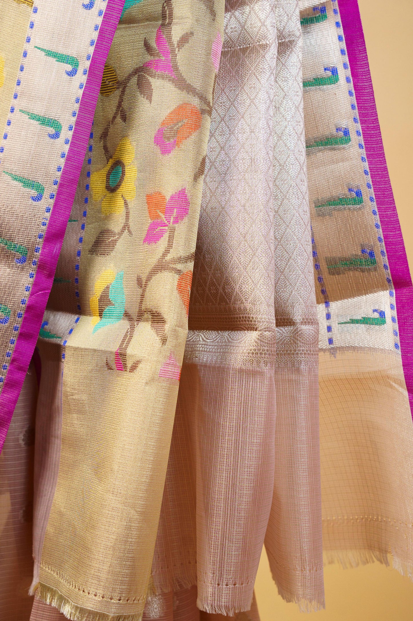 Pink Tissue Kota Paithani Border Premium Banarasi Saree