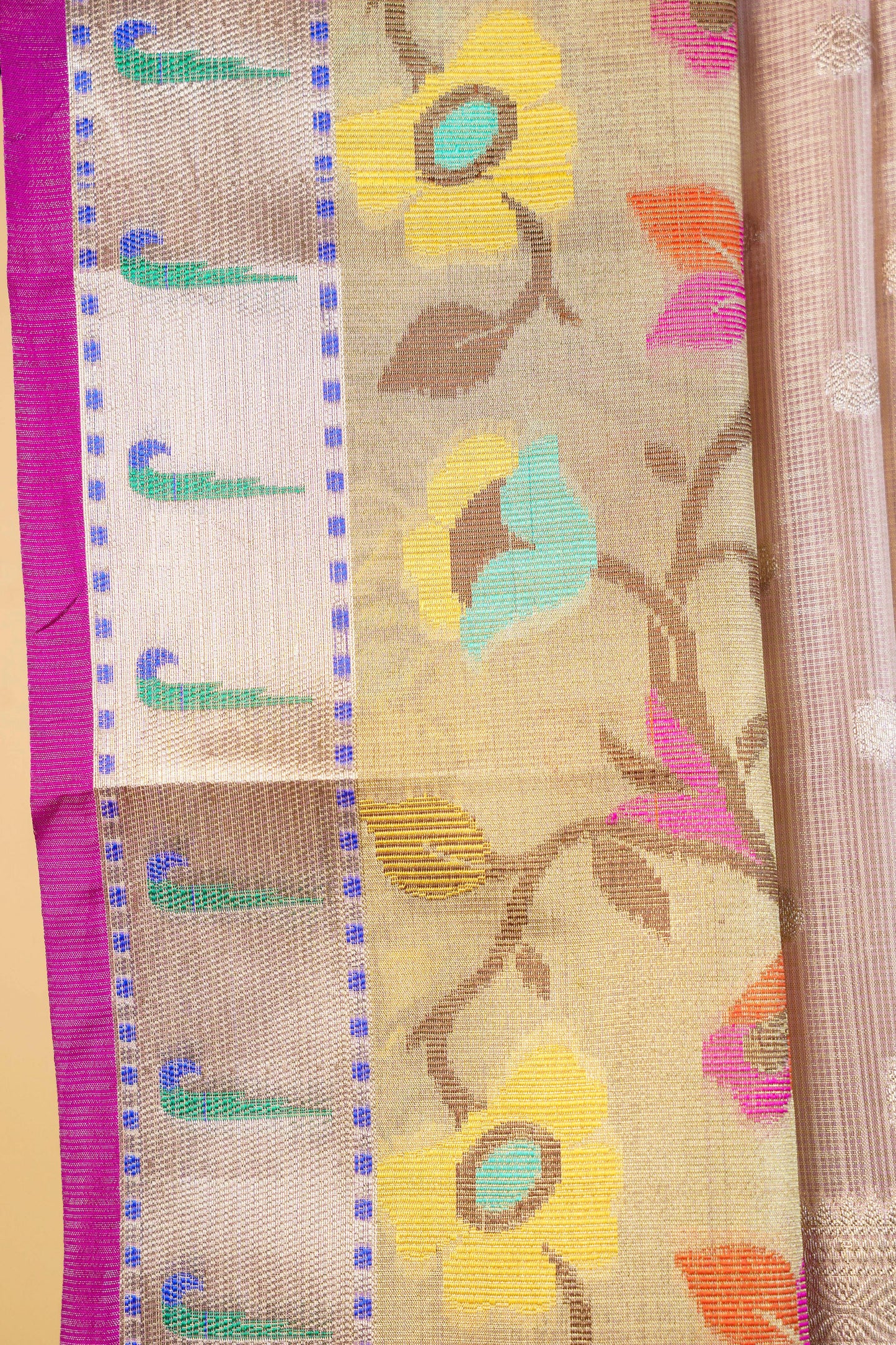 Pink Tissue Kota Paithani Border Premium Banarasi Saree