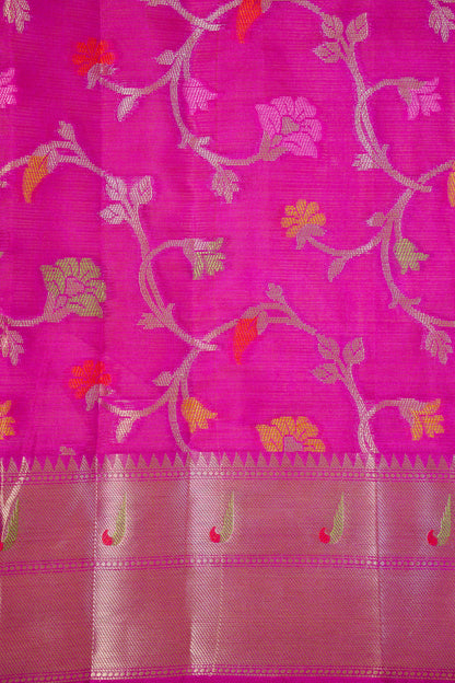 Pink Tissue Kota Paithani Border Premium Banarasi Saree