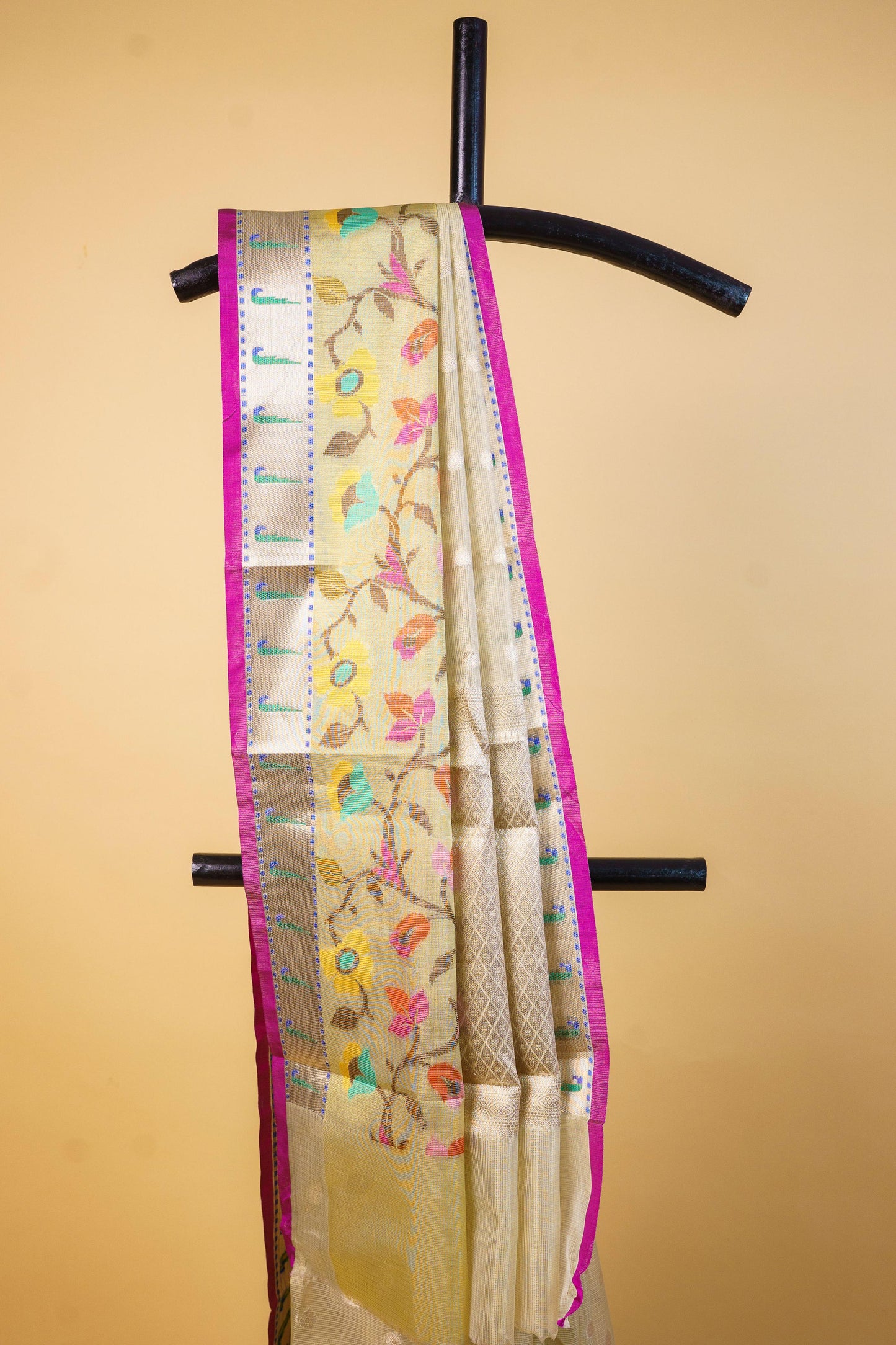 Pista Green Tissue Kota Paithani Border Premium Banarasi Saree