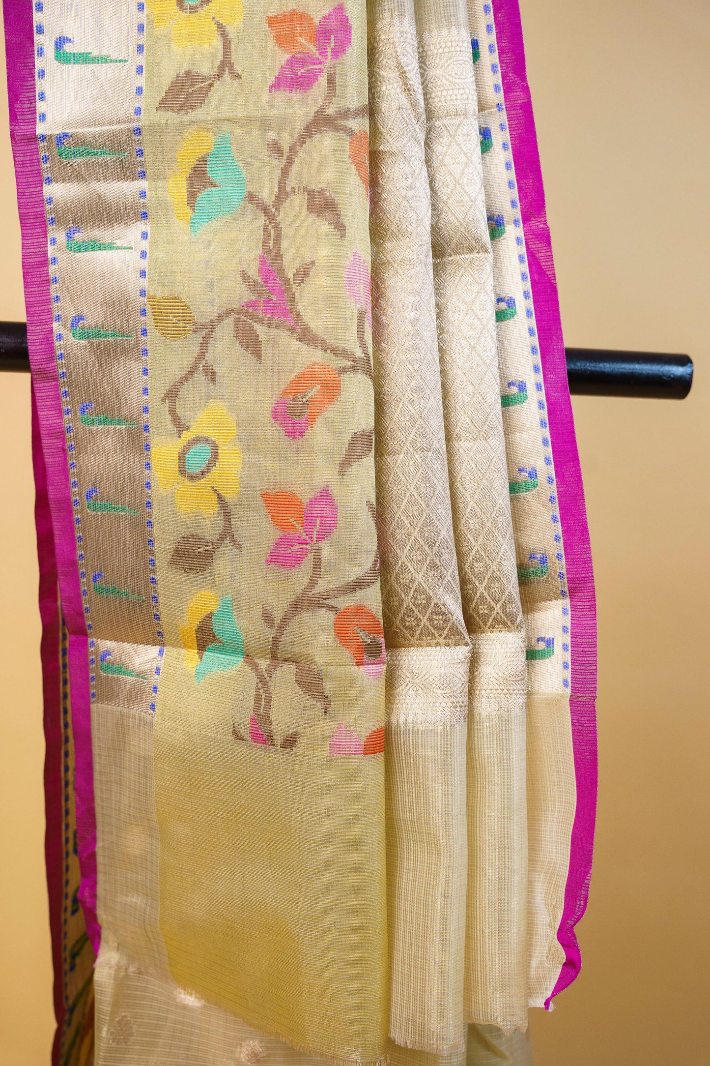 Pista Green Tissue Kota Paithani Border Premium Banarasi Saree