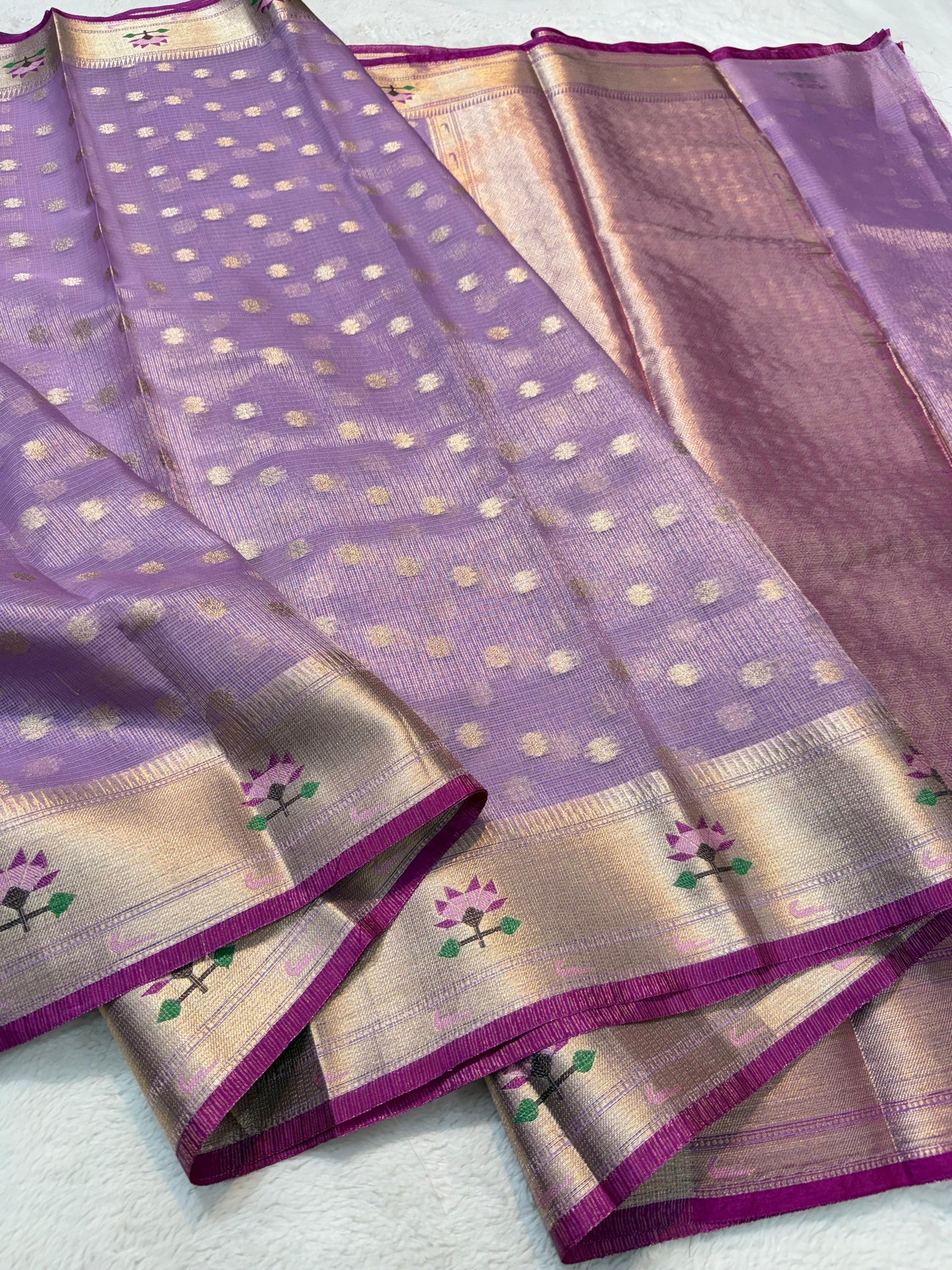 Lovender Tissue Kota Pathni Border Premium Banarasi Saree