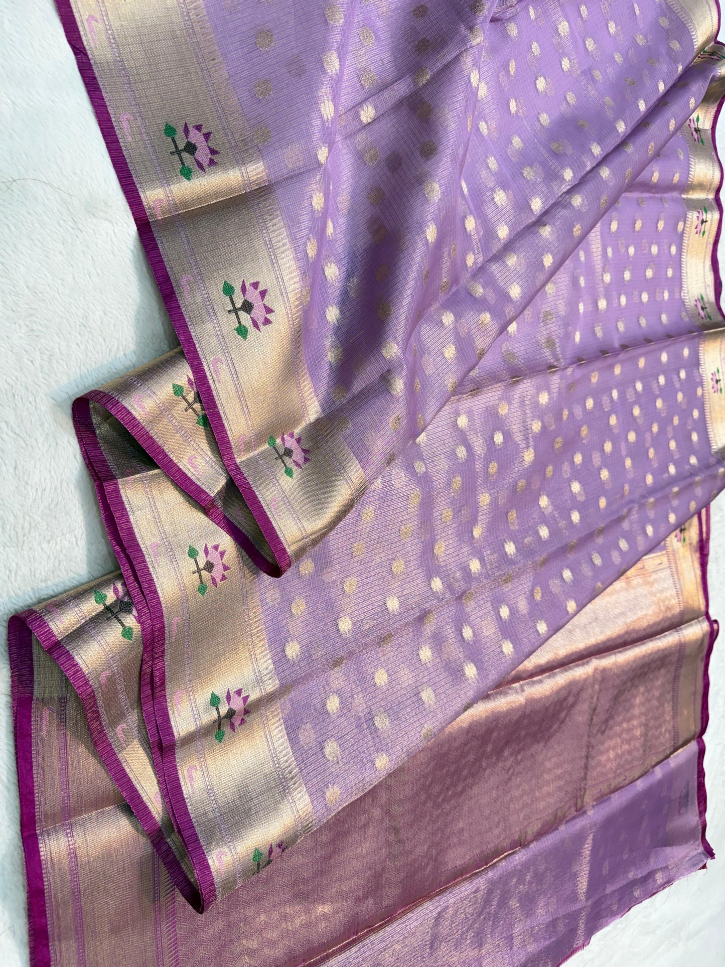 Lovender Tissue Kota Pathni Border Premium Banarasi Saree