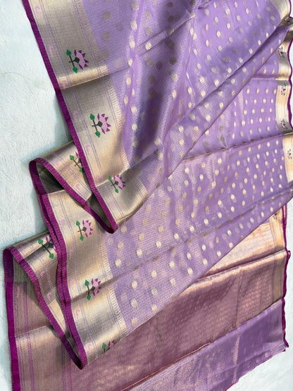 Lovender Tissue Kota Pathni Border Premium Banarasi Saree