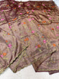 Coffee Brown Tissue Designer Embroidery Premium Banarasi Saree