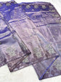 Blue Tissue Designer Embroidery Premium Banarasi Saree