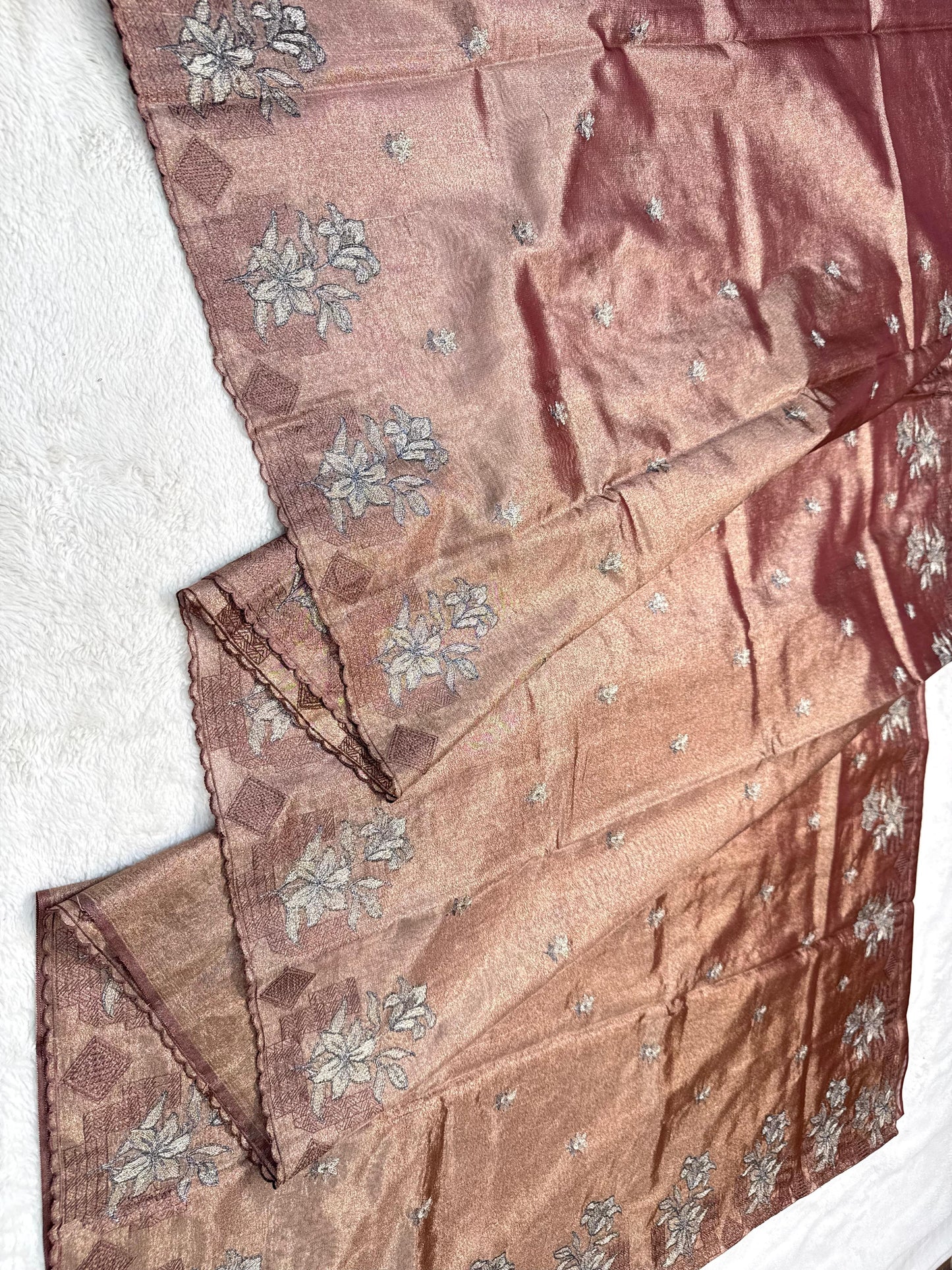 Coffee Brown Tissue Designer Embroidery Premium Banarasi Saree