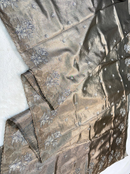 Mehndi Tissue Designer Embroidery Premium Banarasi Saree