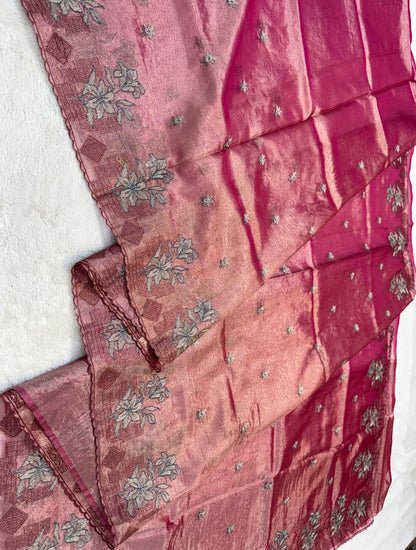 Maharani Tissue Designer Embroidery Premium Banarasi Saree