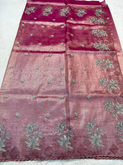 Maharani Tissue Designer Embroidery Premium Banarasi Saree