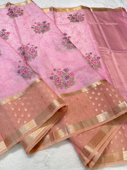 Pink Kota Designer Embroidery Premium Banarasi