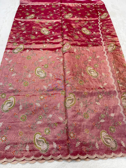 Tissue Designer Embroidery Premium Banarasi Saree