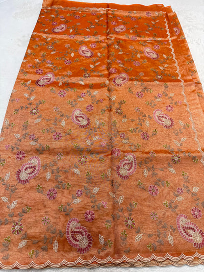 Tissue Designer Embroidery Premium Banarasi Saree