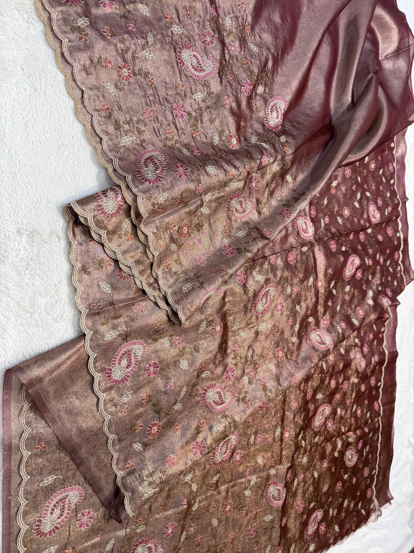 Tissue Designer Embroidery Premium Banarasi Saree