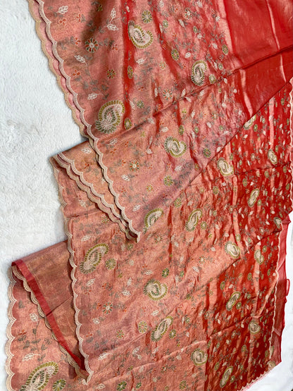 Tissue Designer Embroidery Premium Banarasi Saree