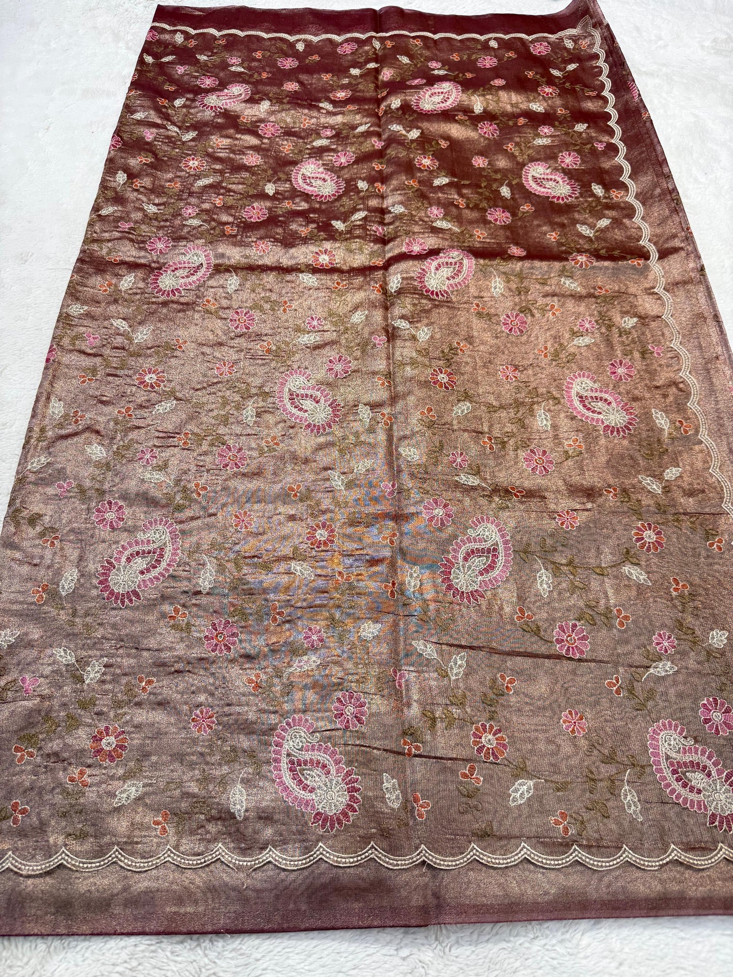 Tissue Designer Embroidery Premium Banarasi Saree