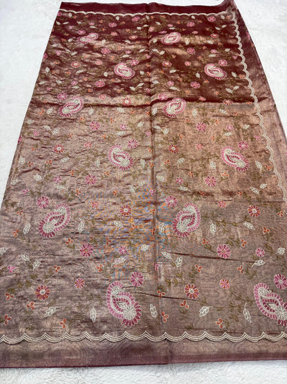 Tissue Designer Embroidery Premium Banarasi Saree