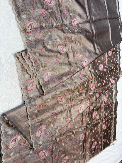 Tissue Designer Embroidery Premium Banarasi Saree