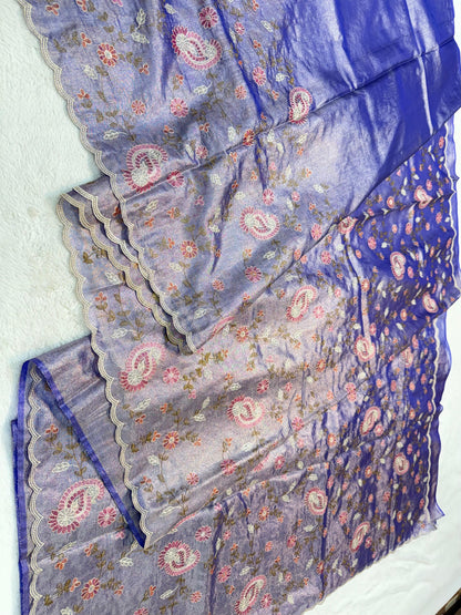 Tissue Designer Embroidery Premium Banarasi Saree