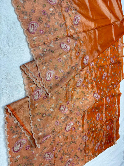 Tissue Designer Embroidery Premium Banarasi Saree