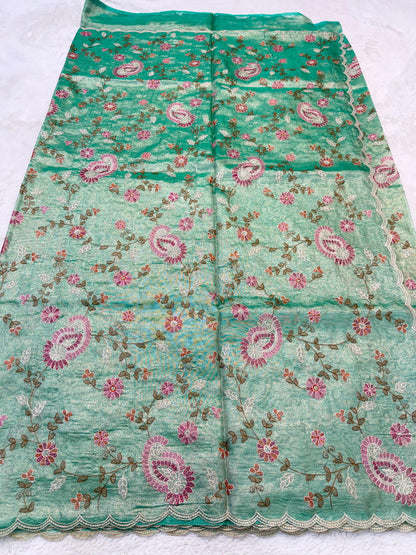 Tissue Designer Embroidery Premium Banarasi Saree