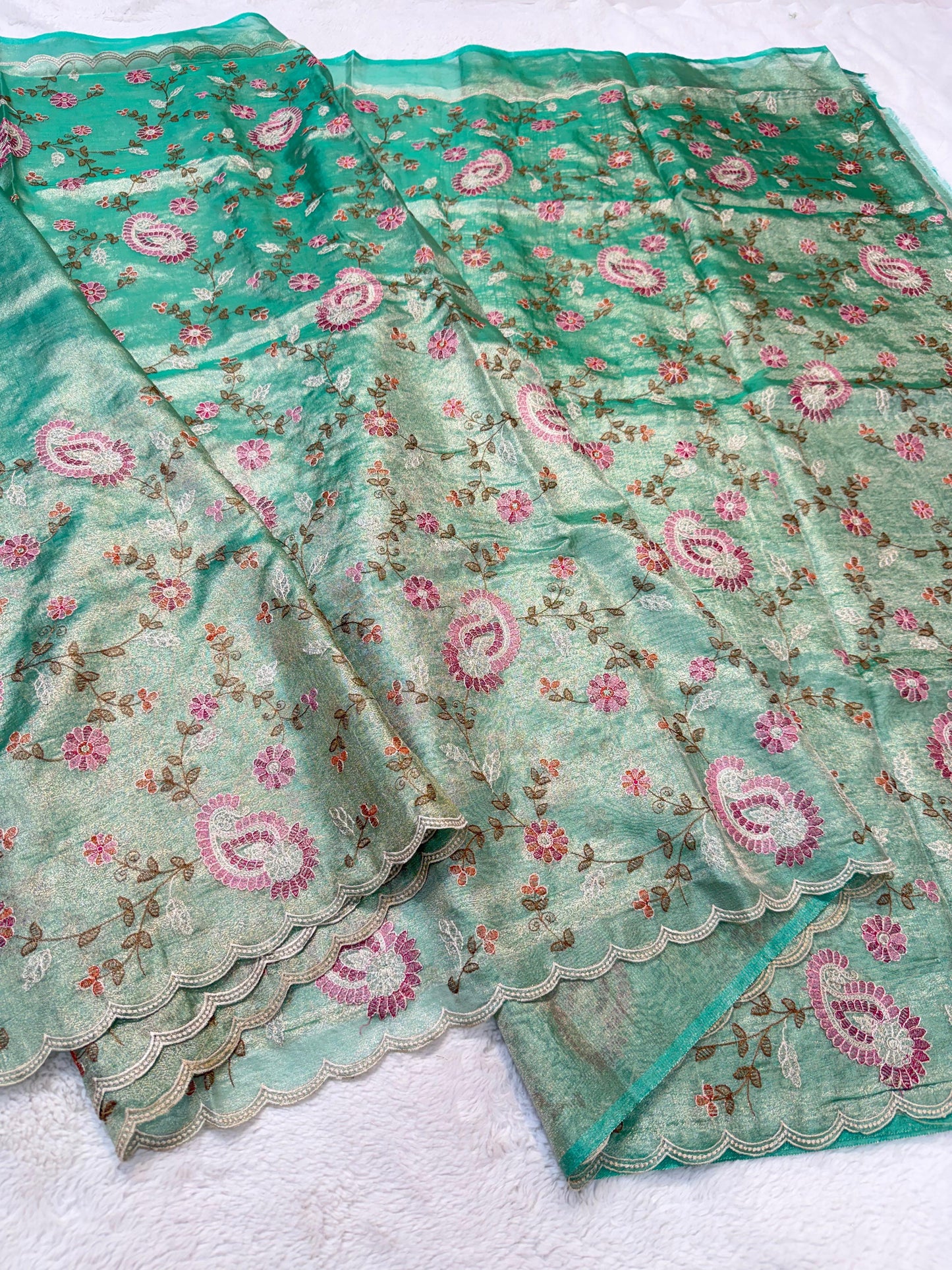 Tissue Designer Embroidery Premium Banarasi Saree